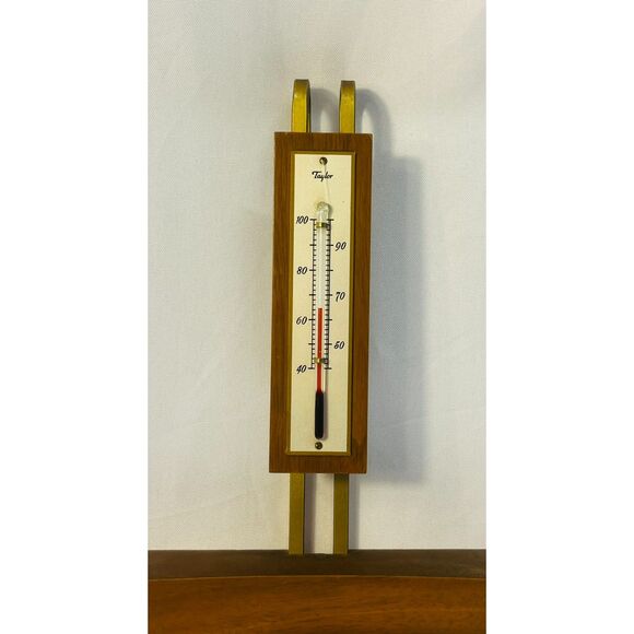 Vintage MCM Taylor Barometer Thermometer Art Deco WORKS - Picture 10 of 11
